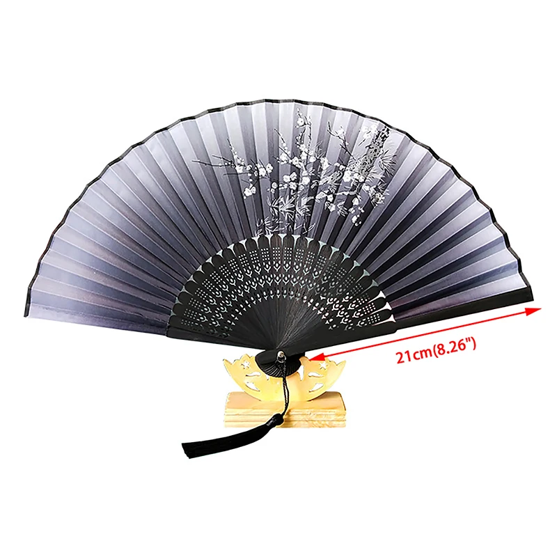 Vintage Chinese Style Folding Fan bamboo hand fan Wooden Shank Classical Dance Fan with Tassel Elegent Female Fan Home Decor