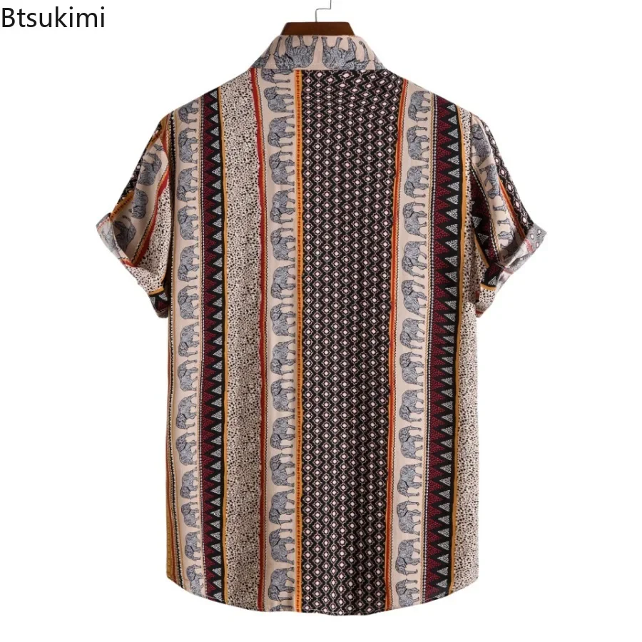 Baju pantai untuk pria, baju pantai Hawaii Vintage musim panas, baju lengan pendek ukuran besar, blus kasual untuk pria motif 3D