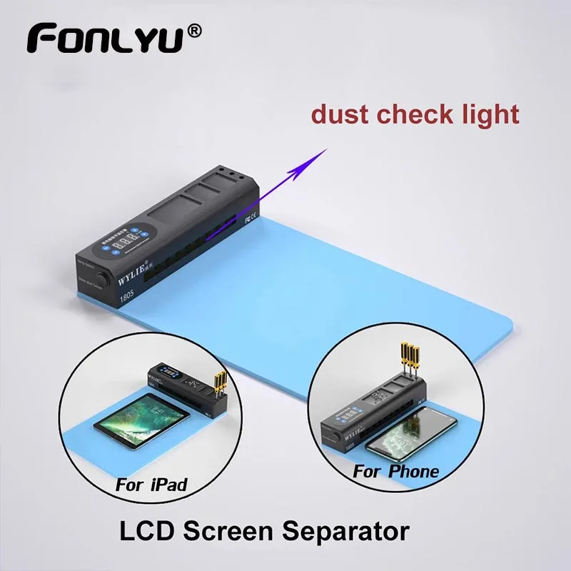 Estera separadora de pantalla LCD de WL-1805 con luz de comprobación de polvo, placa caliente de 220V/110V para máquina de reparación de teléfono, iPad y Samsung