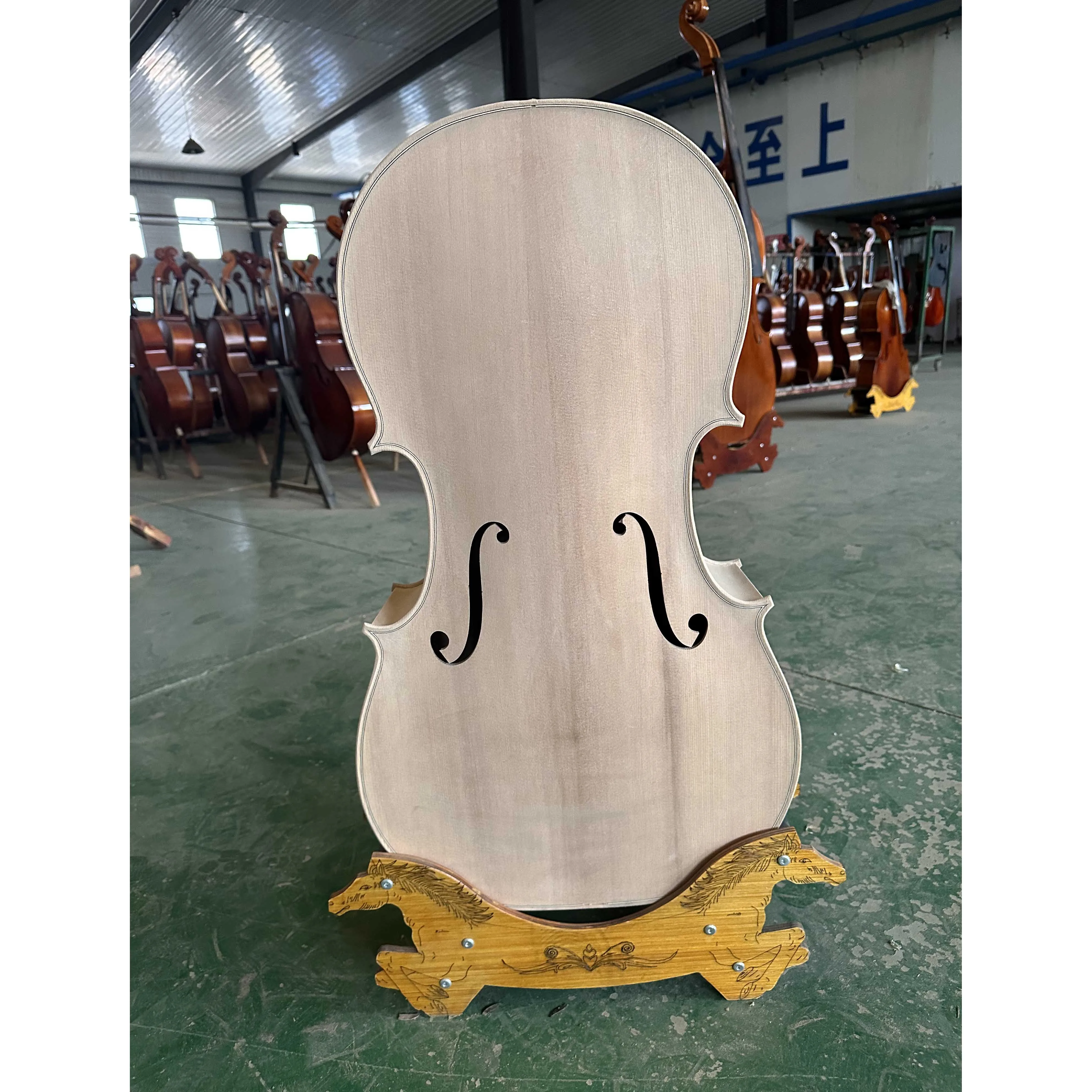 European Solid Wood White Maple Tiger Cello, 4/4 Semi-Finished Cello Unfinished Unfinished Handmade