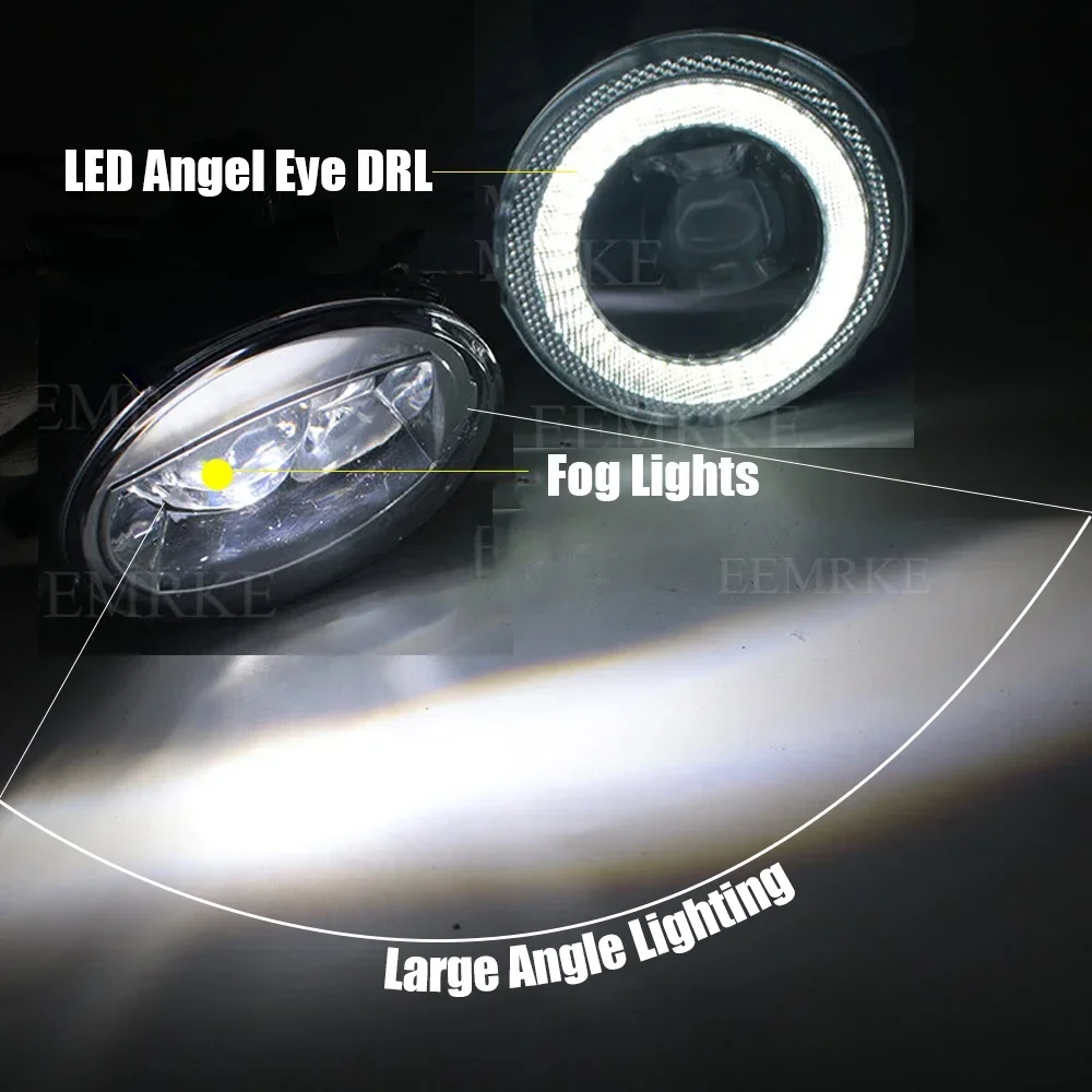 Upgrade Led Fog Lamp Assembly Angel Eye DRL PTF Light with Cut-Line Clear Lens for Subaru Trezia 2010 2011 2012 2013 2014 2015