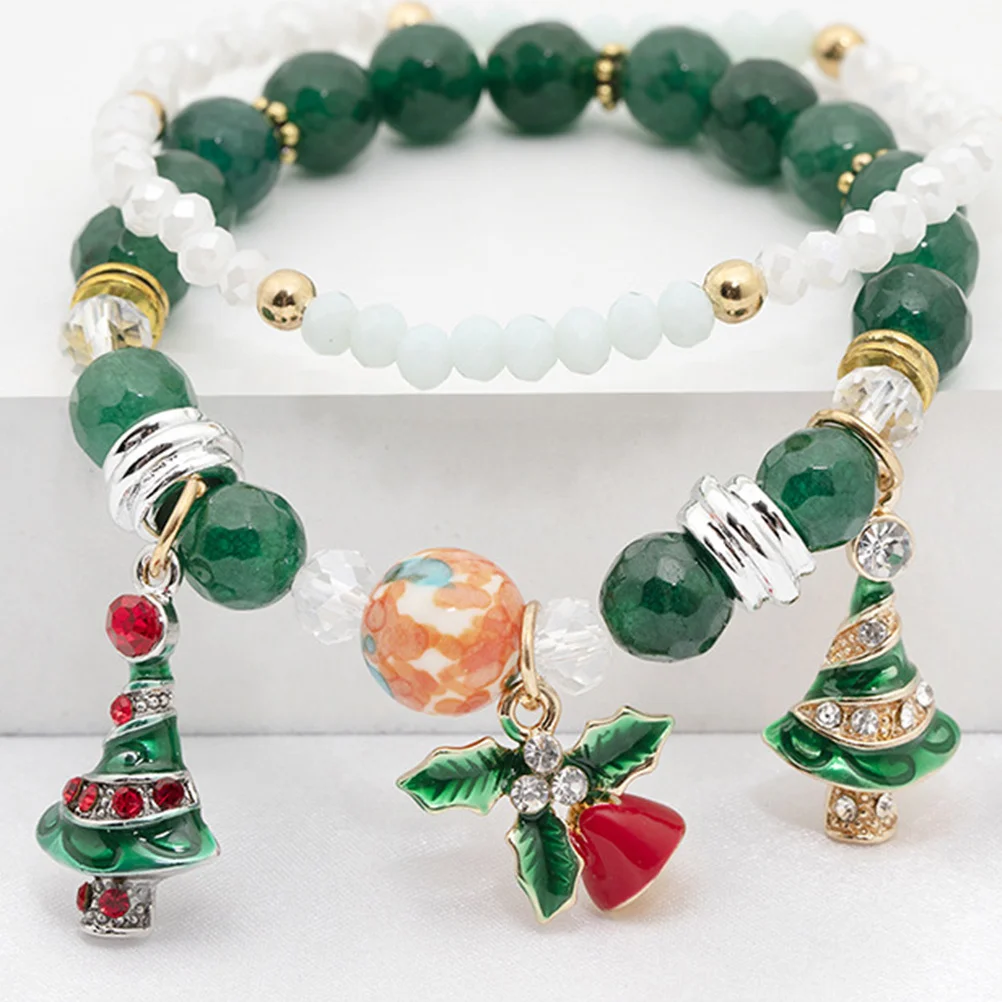 

2Pcs Christmas Bracelet Alloy Jewelry Set Pendant Chain Party Decoration Holiday Gift for Women Christmas Bracelet