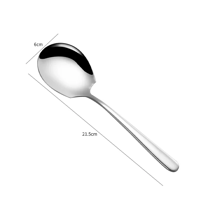 1/4pcs Large Stainless Steel Spoon Home Dinner Public Thicken Spoon Long Handle Soup Spoons Round Head Buffet Serving Tableware