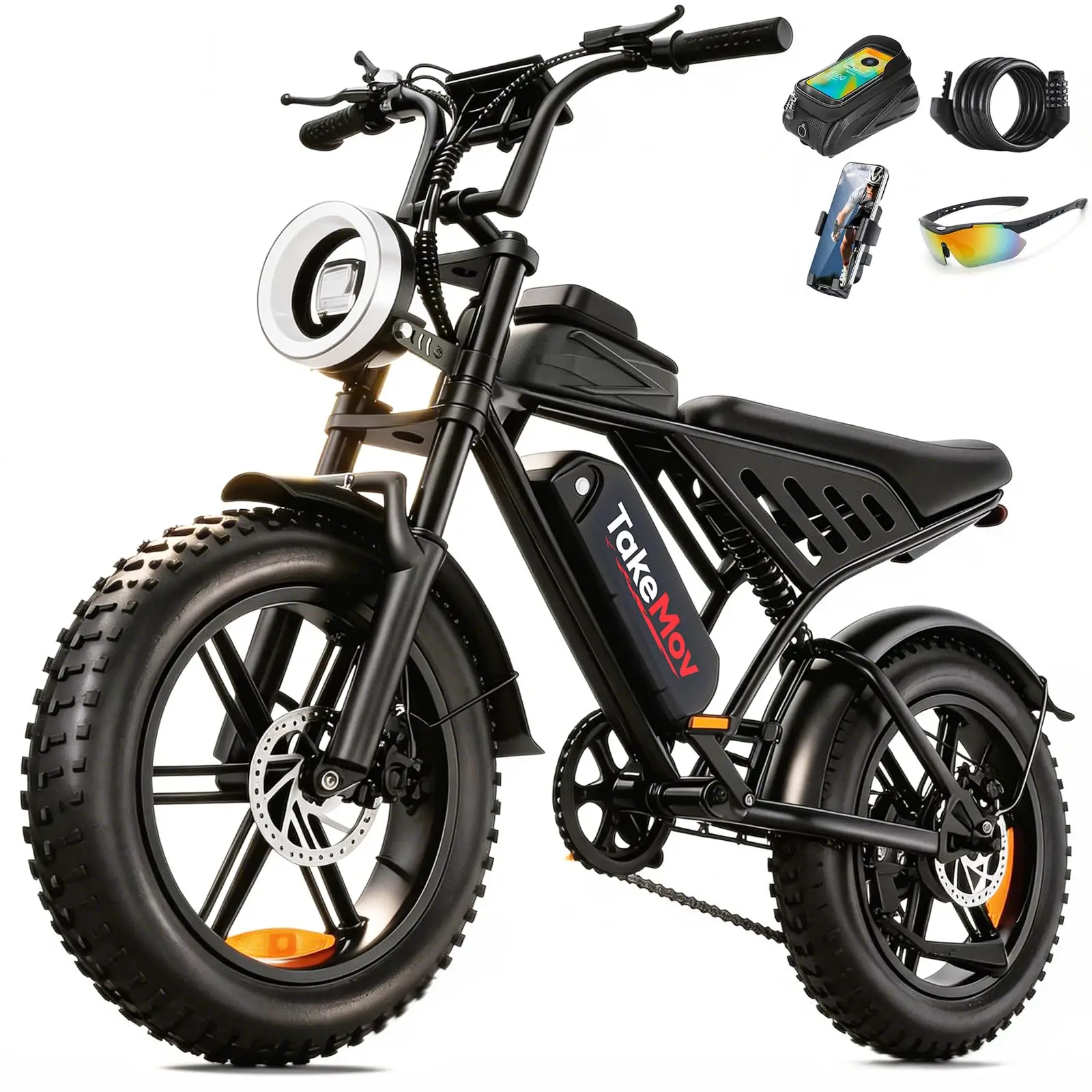 Electric Bike for Adults, 1500/2000W Peak E-Bike, 48V 15/25/50Ah Removable Battery, 60/80/160 Miles Range, 20" Fat Tire All-Terr image 4