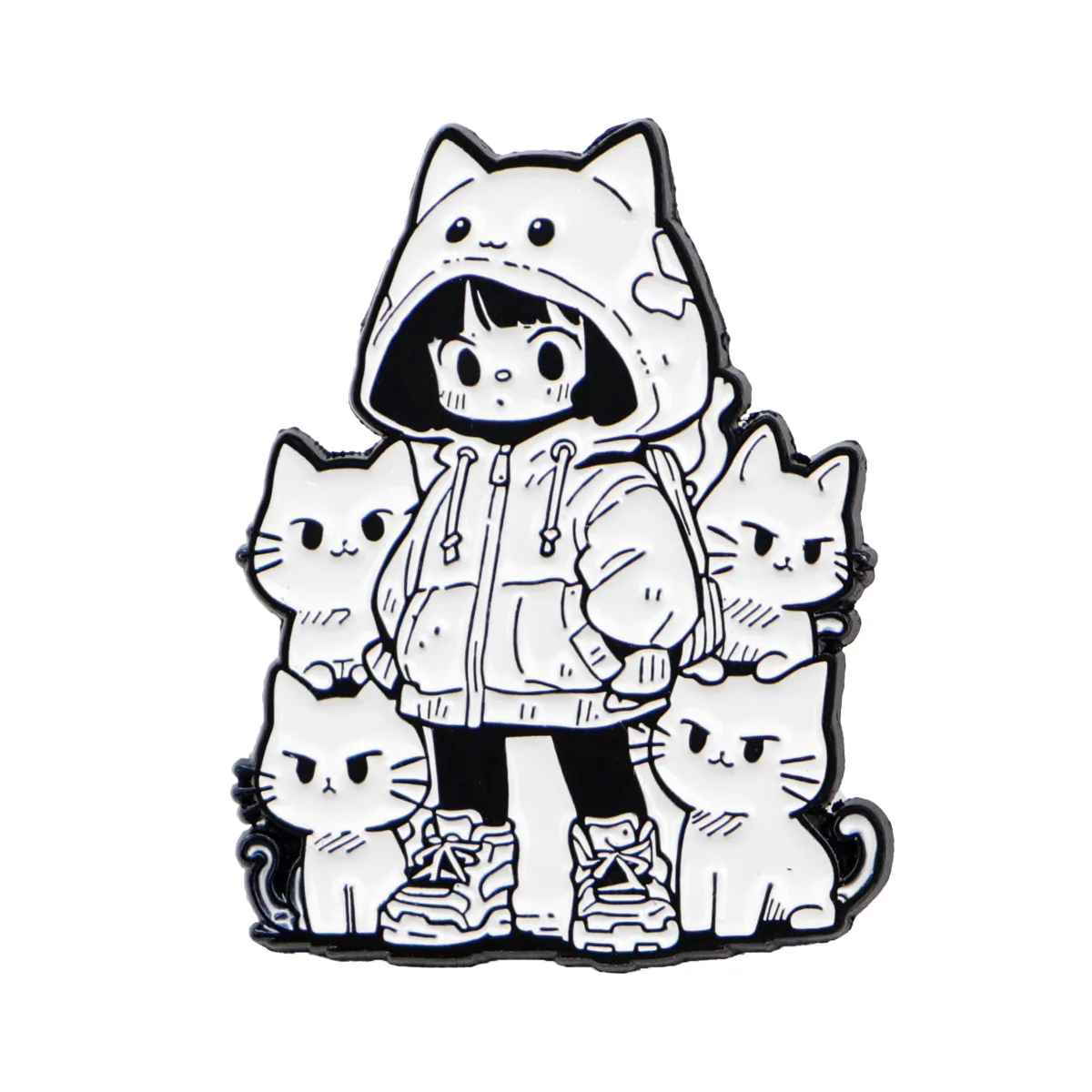 Enamel Pin Girl Cats Quotes Brooch Pines Lapel Pins Badge on Backpack Clothing Accessories Fashion Jewelry Friends Fans Gift