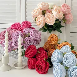 7 Heads Rose Artificial Wedding Home Decoration Brushed Cloth Simulation Rose Bouquet Home Hotel Decoration Fake Flowers