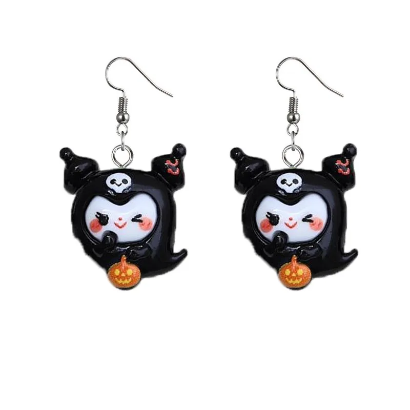 2024 new Cute Kuromi Cartoon Mushroom Ghost Halloween Earrings For Women Hallowmas One Eyed Evil BOO Guillotine Skull Earring