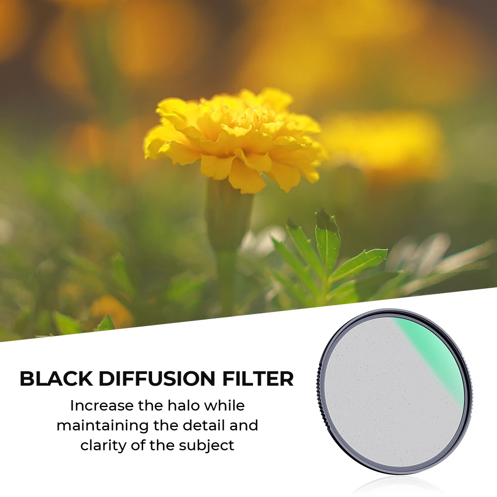 K&F Concept Nano-X Series 1/1&1/2 Black Mist Diffusion Filter 49mm-82mm 28 Layer Nanometer Coatings For Vlog/Action Photography