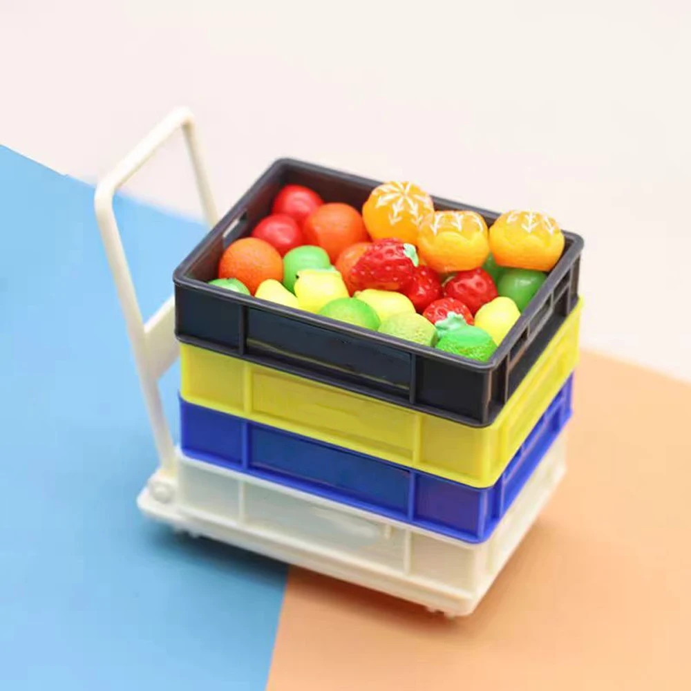 

Mini 1/12 Supermarket Trolley Dollhouse Accessories Miniature Furniture Store Dining Cart For Doll House Decor Kitchen Toy Gift