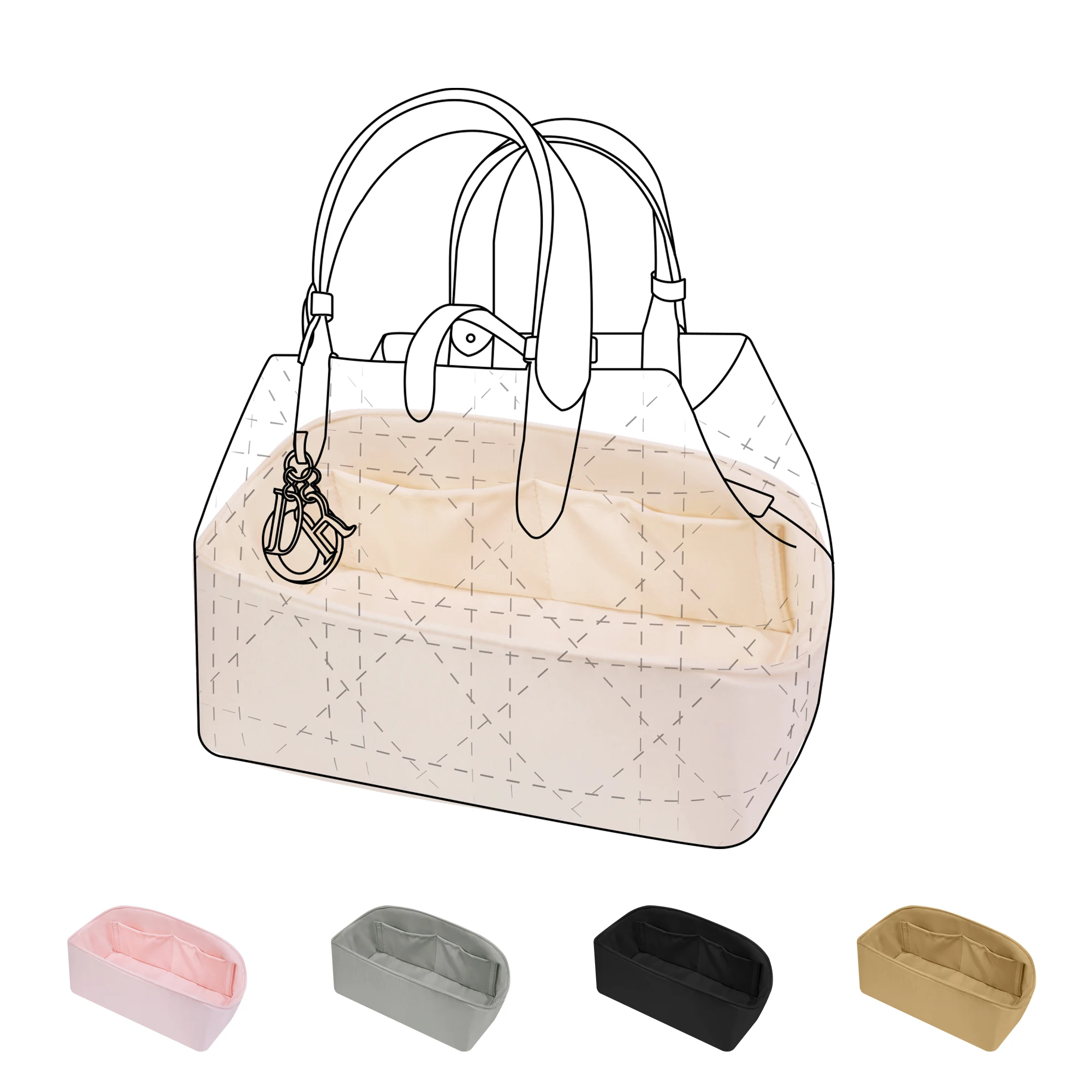 DGAZ Silk Purse Organizer Insert Fits Dior Toujours Bags，Silky Smooth Bag Organizer，Luxury Handbag & Tote Shaper