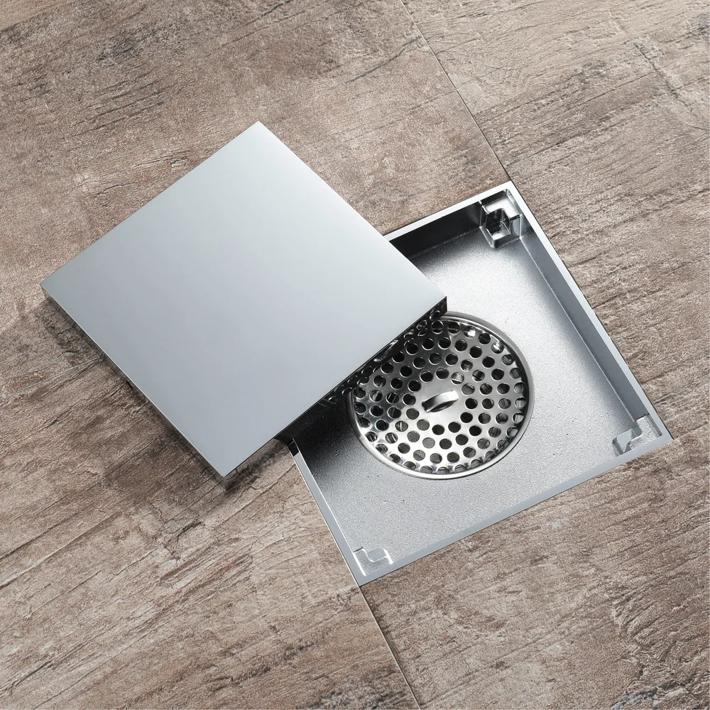 

1PC 15x15cm Floor Drain Bathroom Concealed Brass Chrome Plating Insertable Tile Waste Drain Grate Sanitary Drainer