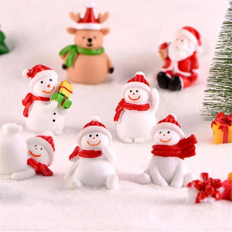 Christmas Snowman Micro Landscape Snow Basin Landscaping Ornaments Santa Claus Keychain Pendant Resin Christmas Gift