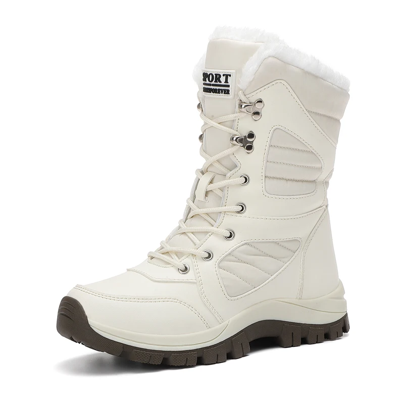 Nouvelles bottes de neige de grande taille pour femmes, montantes, chaudes, en polaire et épaisses, antidérapantes, pour le ski en plein air, en coton, pour l'hiver