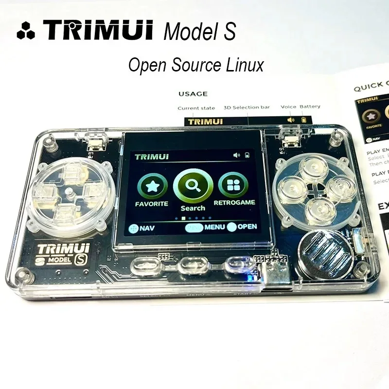 Trimui Model S Handheld Game Machine 2 Inch Ips Screen Mini Extremely Compact Nostalgic Handheld Card Machine Transparent Body