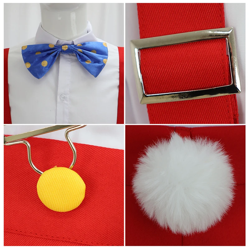 Who Framed Roger Rabbit Cosplay Costume For Men White Shirt Red Strap Trousers Suits with Gloves Headwear Halloween Party Outfit