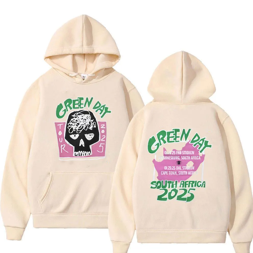Punk Band Green Day Tour 2025 Hoodie Men Women Skeleton Oversized Rock Hooded Tracksuit Male High Quality Fleece Cotton Hoodies