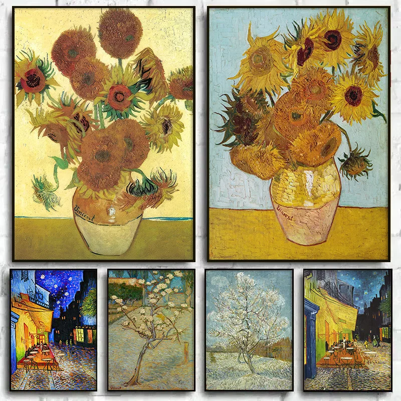 Van Gogh Classic Art Prints Abstract Sunflowers Starry Night Poster Classic Art Decorative Paintings Bedroom Hallway Home Decor