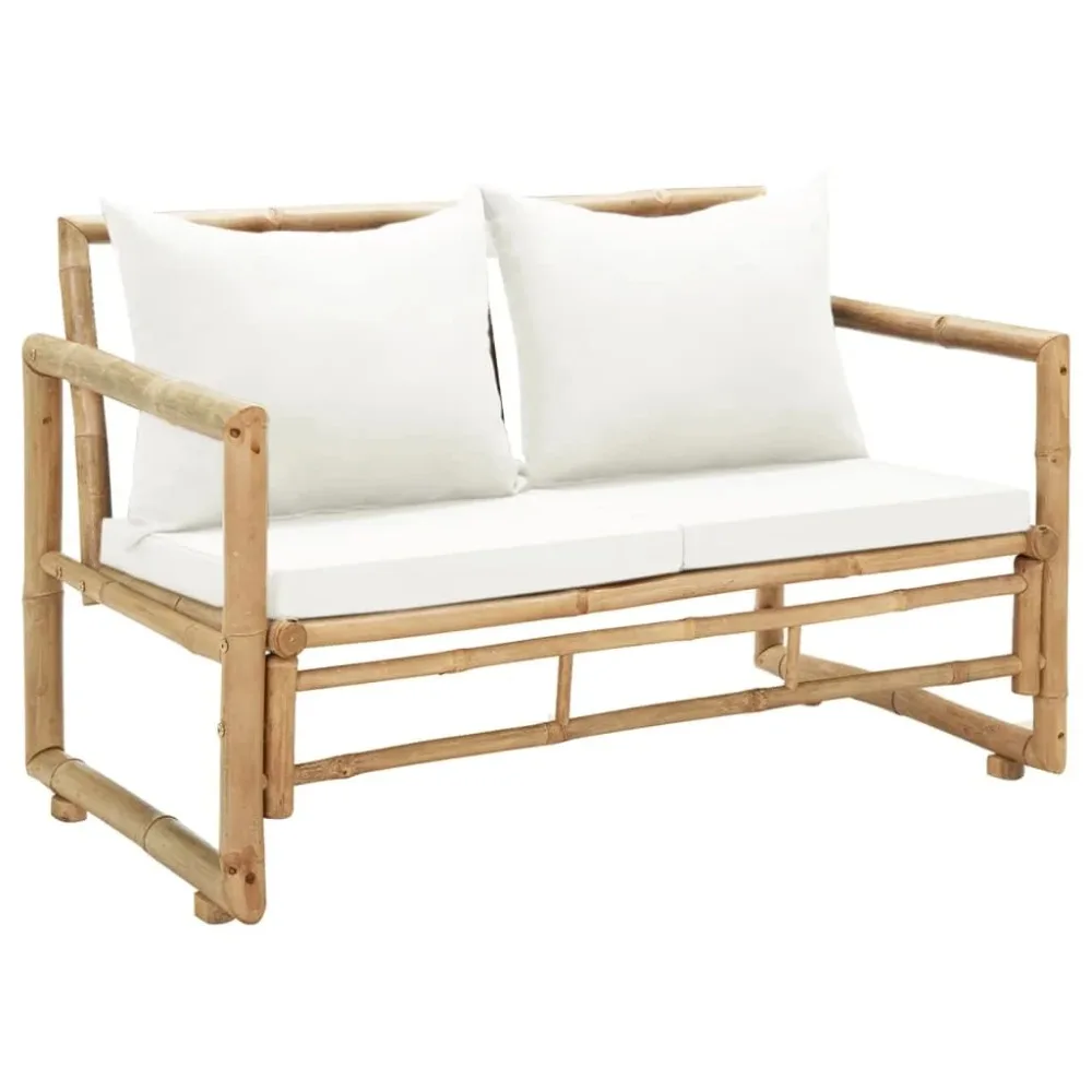 

Patio Loveseat 2 Seater Sofa with Cushions for Balcony Backyard Bamboo