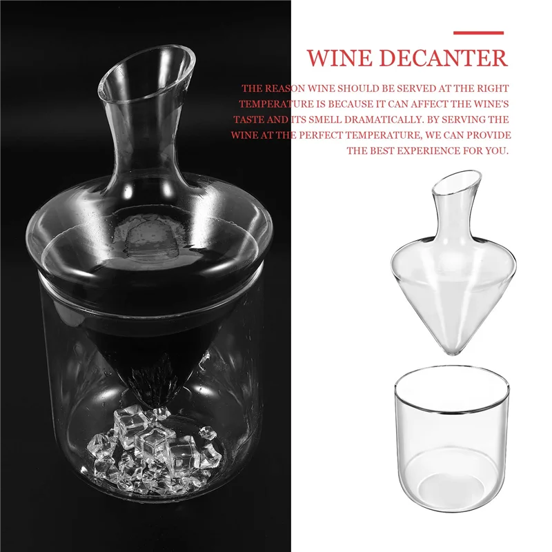 【Recommend】Wine Decanter Set Wine Decanter With Ice Bucket Lead-Free Crystal Glass Blown Hand Perfect For Home Bar And Parties