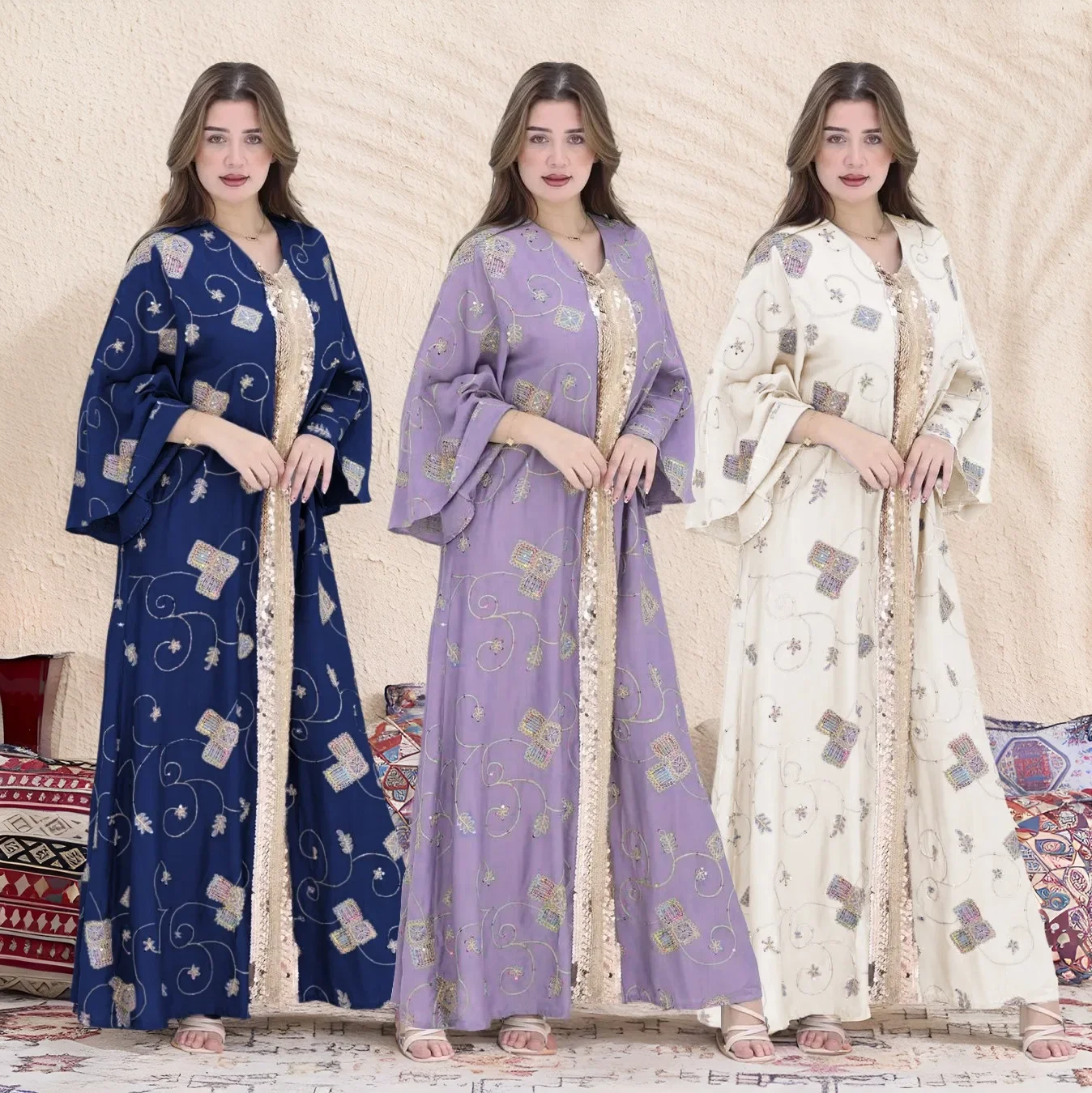 2025 عيد جلابة رمضان فستان مسلم المرأة التطريز الترتر عبايات دبي قفطان تركيا العربية حفلة جلابية قفطان ثوب حفلة