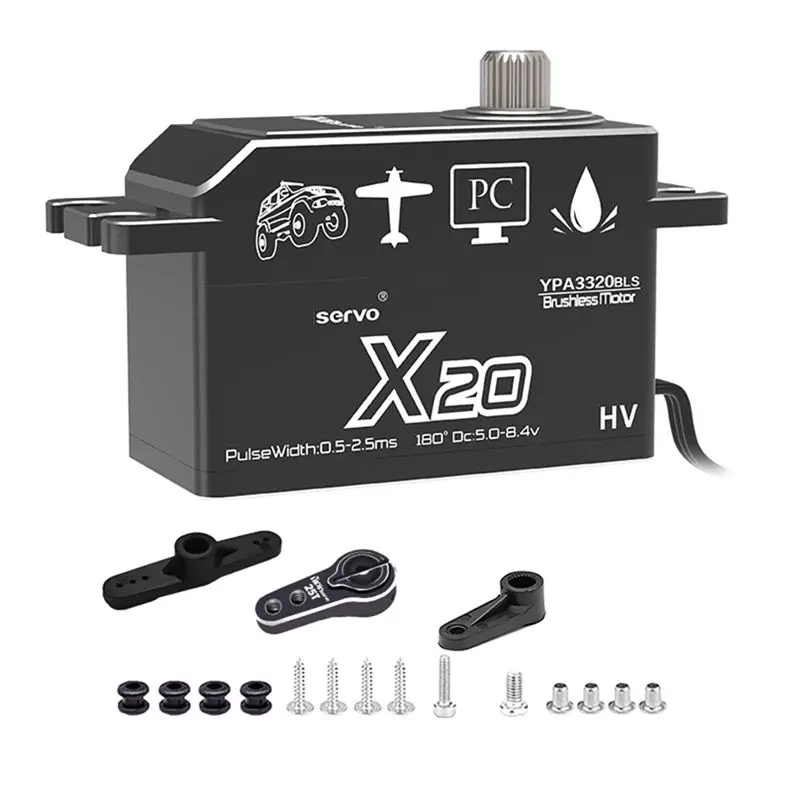 FBIL-20KG PWM Digital Brushless Servo Motor Full Metal Gear Large Torque Low Profile Short Body Servo For Rc Car 1/8 1/10