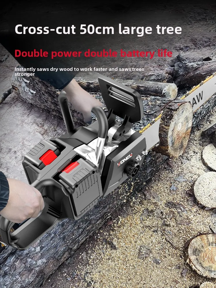 High Power Rechargeable Lithium Electric Chainsaw Portable Handheld Wood Cutting Tree Felling Saw