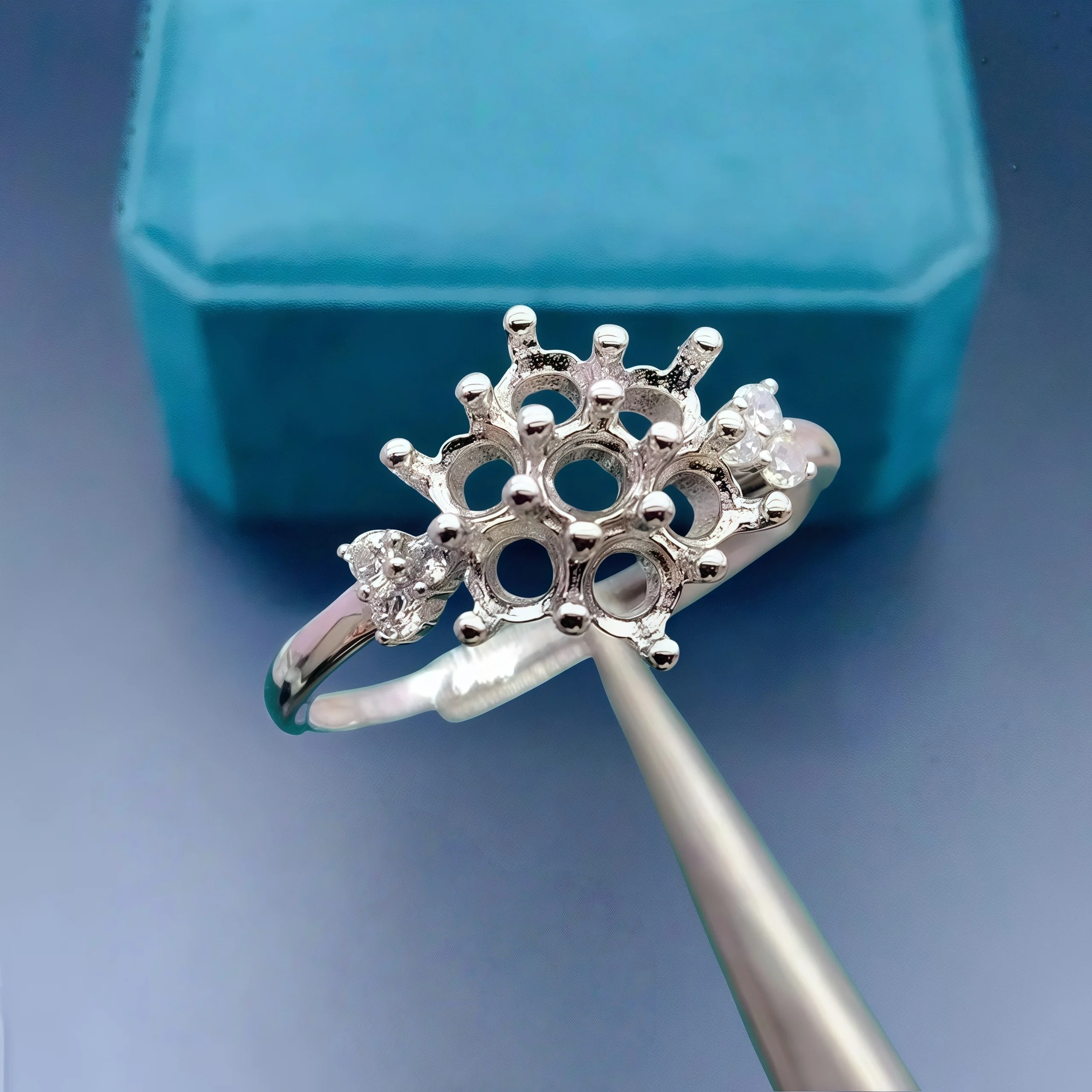 Ajuste de piedra redonda de 3mm, soporte de anillo vacío DIY a la moda, plata de ley S925, diseño de flor fina, joyería de bodas para mujer