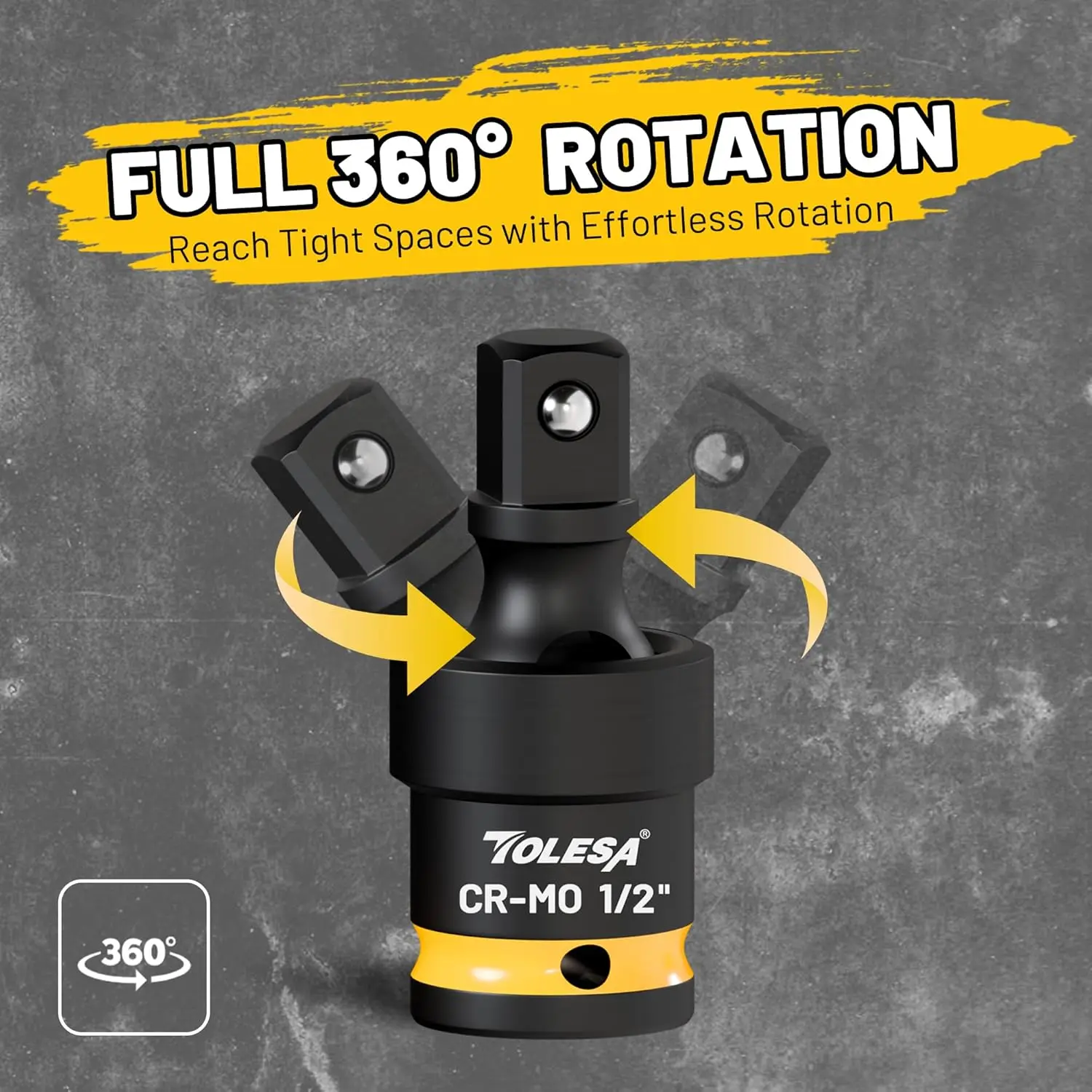 مجموعة مقابس دوارة 1/2 بوصة، 3/8 بوصة، 1/4 بوصة محول مشترك U مرن CR-MO فولاذ