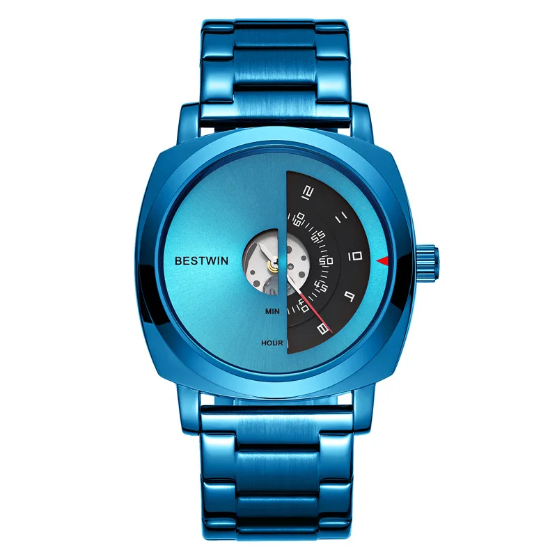 Unique Creative Men's Watch Fashion Gold Steel Strip Sports Waterproof Quartz Pointer Folding Buckle Watch Reloj