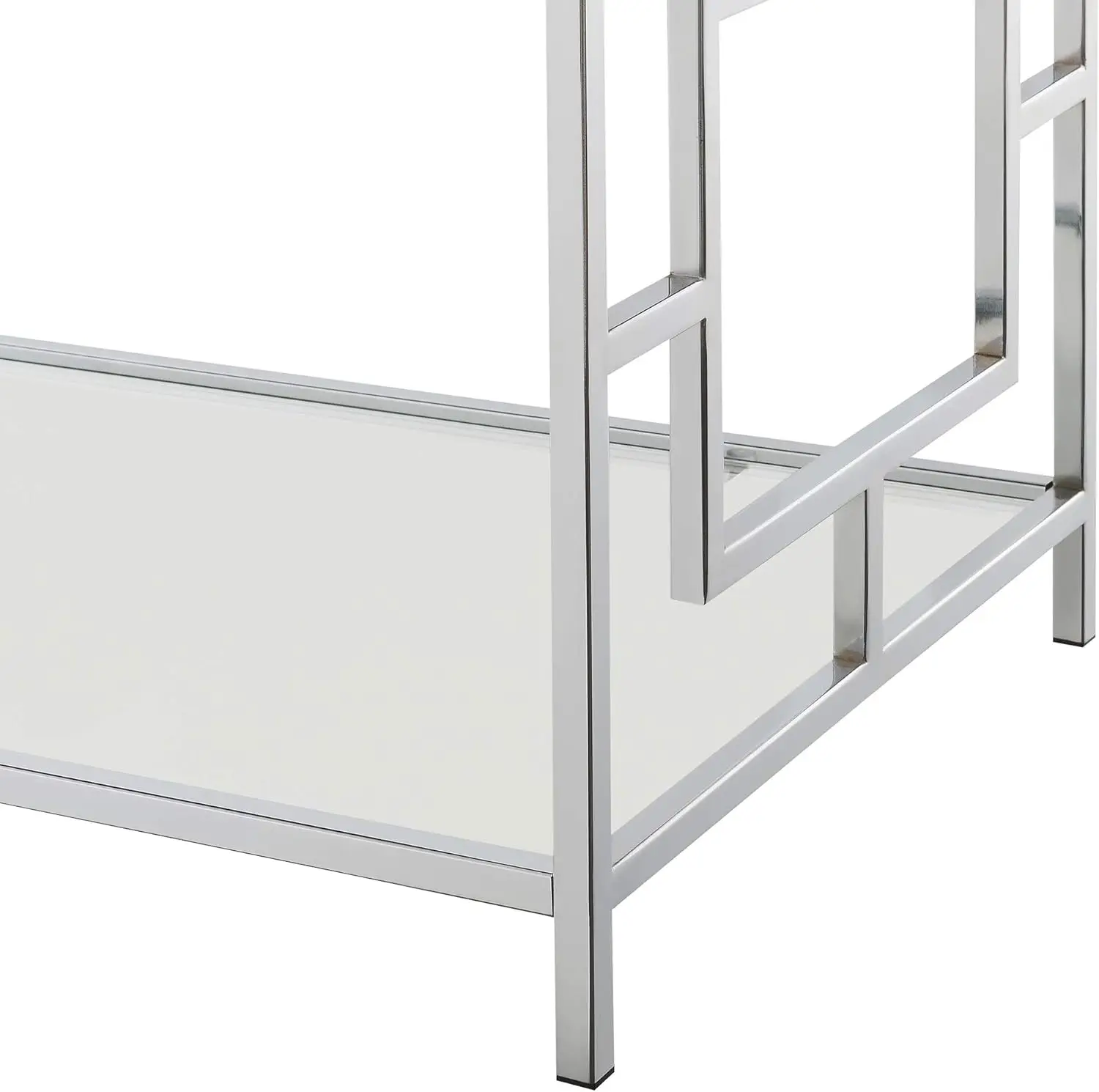 Praça da cidade Chrome Coffee Table com prateleira, mármore falso branco e Chrome