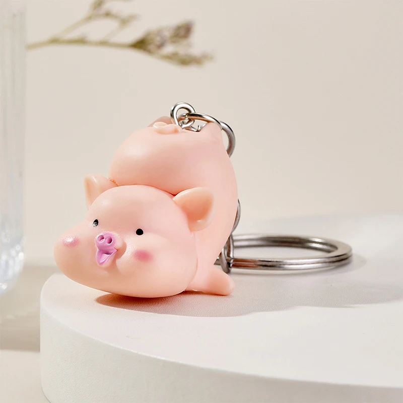 Super Cute Raincoat Piggy Keychain Delicate Retro Multicolor Little Pig Bag Pendant Cartoon Funny Animal Key Ring Gifts