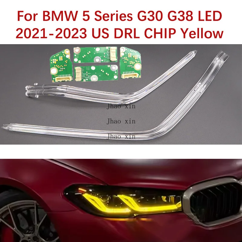 bmw-5シリーズ-g30-g38-レモンイエローled車用drlチップ-2021-2023-usバージョン-エンジェルアイ-デイタイムランニングライト用バラストガイドチューブ