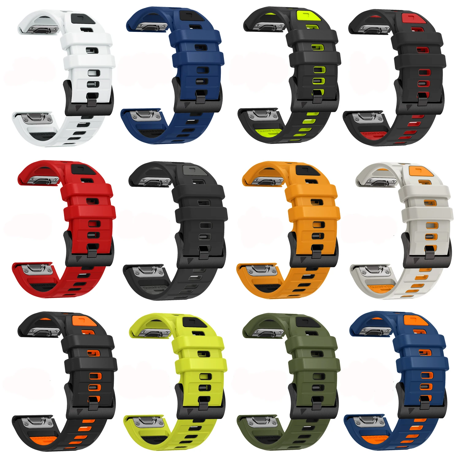 QuickFit 22/26 mm Silikonarmband für Garmin Fenix 8 51 mm E 47 mm 7X 7 Epix Pro 6X 6 5X 5 Plus Instinct 2 2X Enduro 3 2 Uhrenarmband