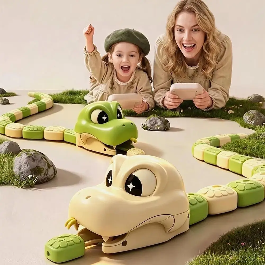 Magnetic Eating Snake Remote Control Car Toy for Boys Dual Player Battle Greedy Bean Children's Birthday Gift Interactive Toys