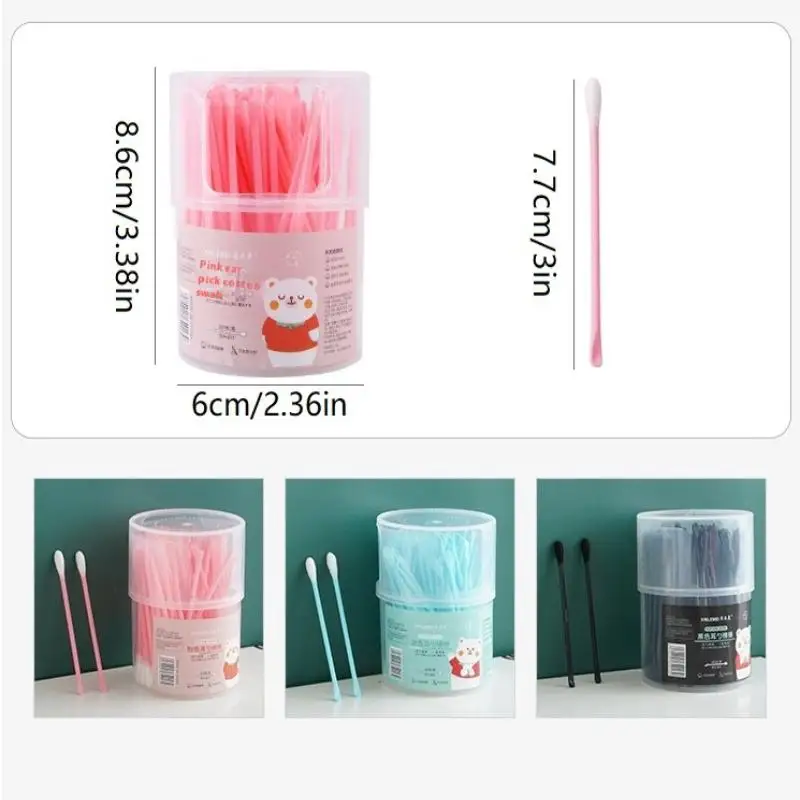 100pcs 2-In-1 Cotton Swab Ear Scoop Dual-Headdual-Function Use Cotton Pads For Ear Cleaning And Makeup Removal