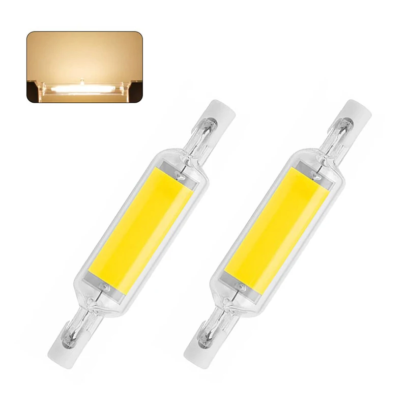 78mm 10w110v Warm White High Brightness R7s Led Lights Glass Cob Double Ended Lights Horizontal Plugs