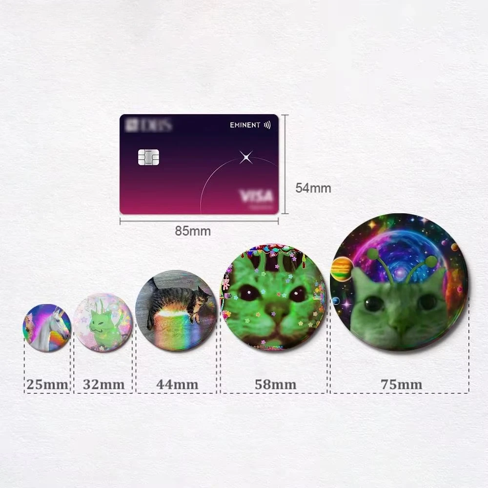 Cute Funny Rainbow Alien Cat Badges Button Round Creative Pins Brooches Badge Bag Decor Accessories Fans Collect Friends Gifts