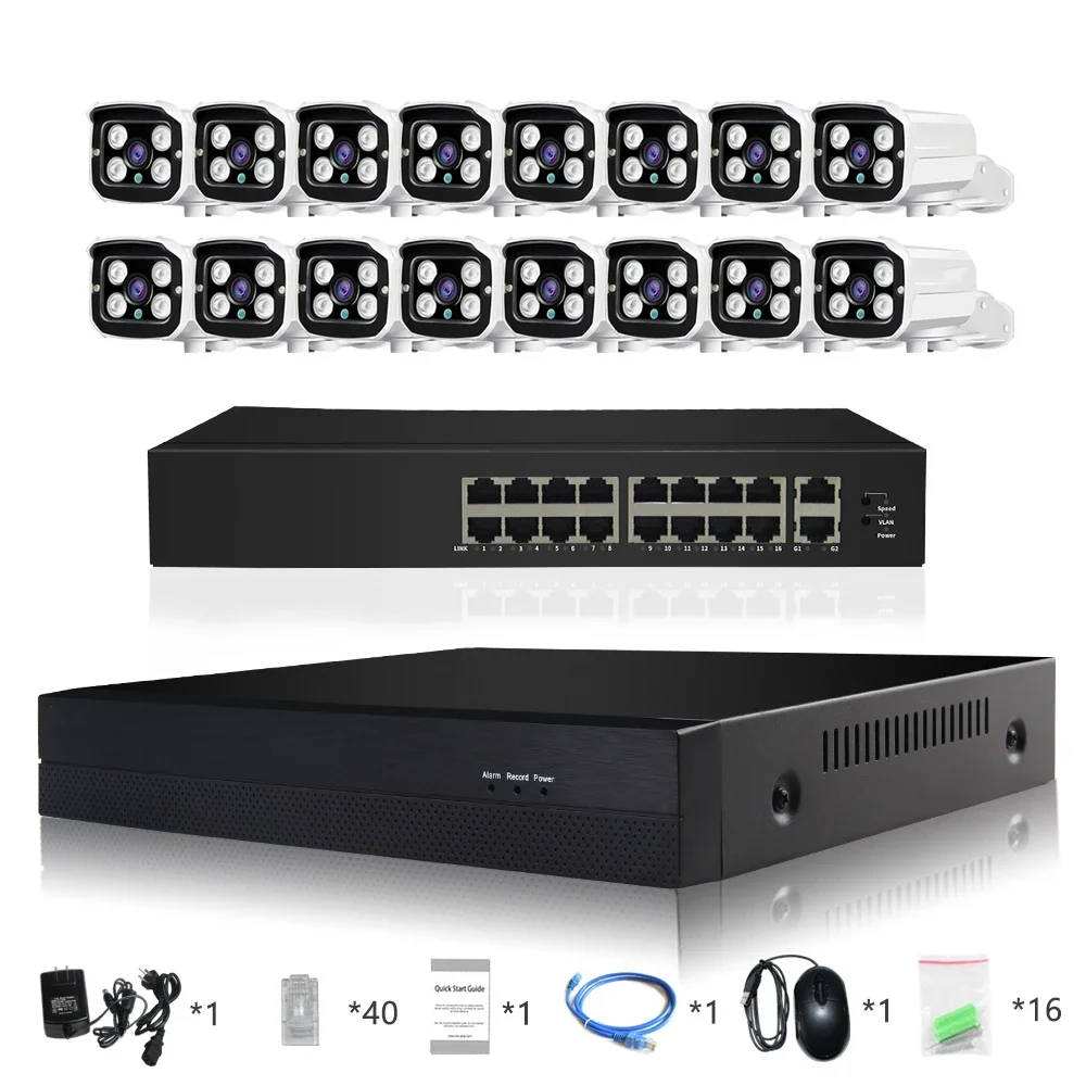 LOOSAFE 16CH 4K POE NVR Kit 5MP Outdoor IP66 Waterproof Bullet IP Camera 6T HDD CCTV System