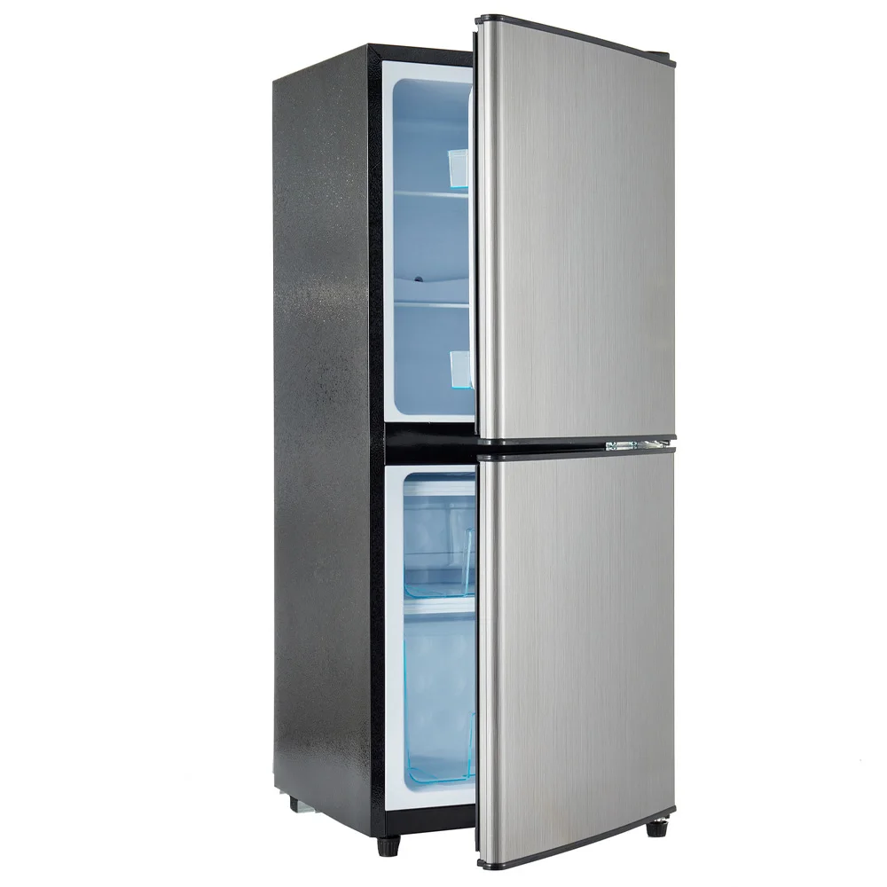 3.6Cu. Ft Dual Zone Refrigerator, 2.2+1.4Cu. Ft 4 Star Freezer, 7 Temperature Settings, 45 DB, Brushed Gray Silver, LED Lighting