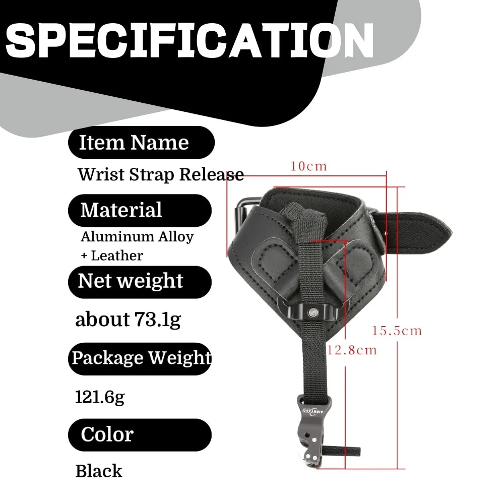 Archery Release Aids Index Finger Hook Compound Bow Hunting Wrist Strap Trigger Leather + Alloy Target Shooting Accessory