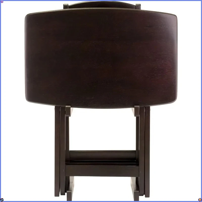 Set of 4 26" Espresso Snack Tables - With Stand, Living Room Use