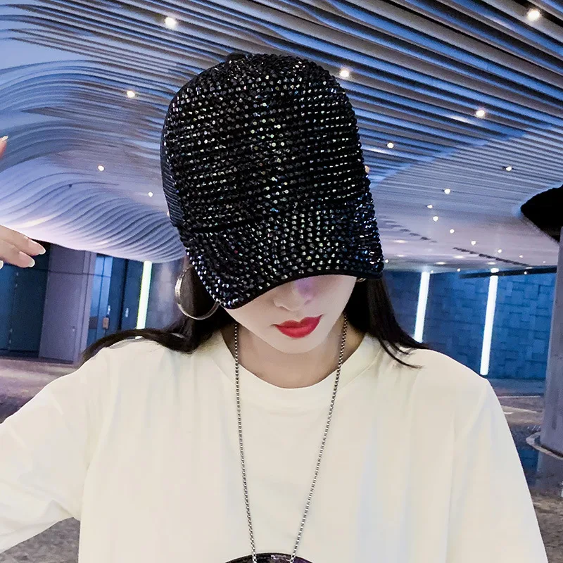 

Baseball Cap for Women Spring Summer Korean Style Rhinestone Mesh Cap Fashion Personality Duckbill Cap Sun Hat