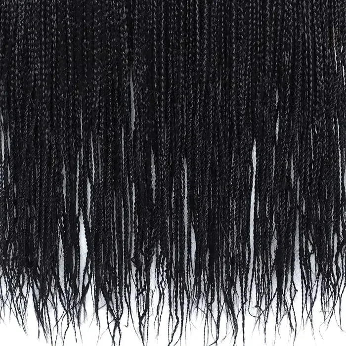 Wig kepang rambut sintetis Wig kepang lurus panjang untuk wanita hitam mesin penuh Wig kepang putar tahan rambut kepang