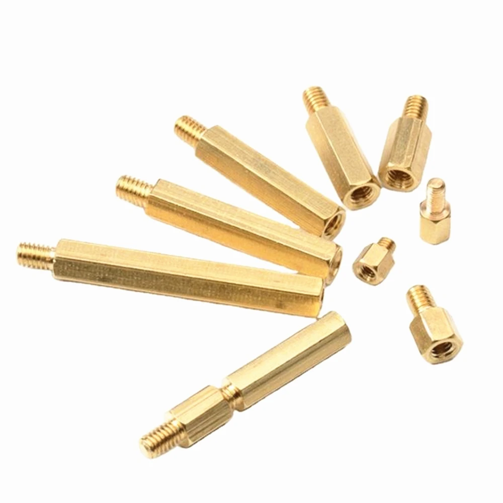 Nut Spacing Screw Spacer Brass M3*5/6/8/10/12/14/16+6mm Brass Hexagonal Stud Standoff Spacers And Hollow Pillars Hexagon PCB