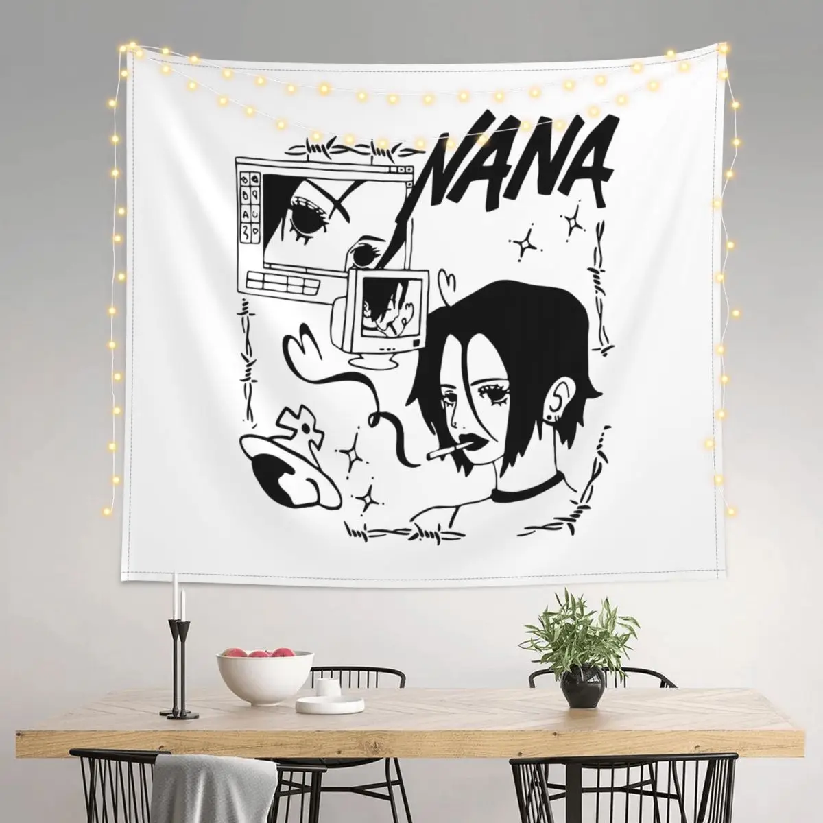 Anime Nana Osaki Tapestry Wall Hanging Printed Polyester Tapestry Manga Fantasy Wall Blanket Wall Decor Wall Cloth