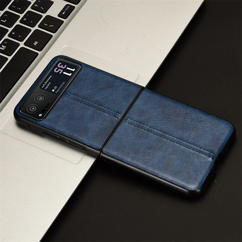 For Motorola Razr 40 Case Suture Soft Edge PU Leather Hard Phone Cover For Motorola Moto Razr 40 Razr40 Case