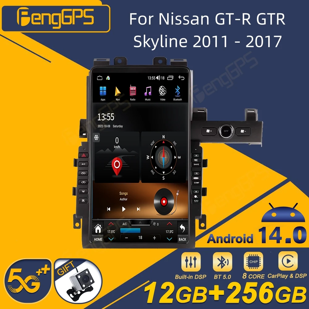 For Nissan GT-R GTR Skyline 2011 - 2017 Car Radio Wireless Carplay Android Auto Intelligent System Multimedia Player Stereo GPS