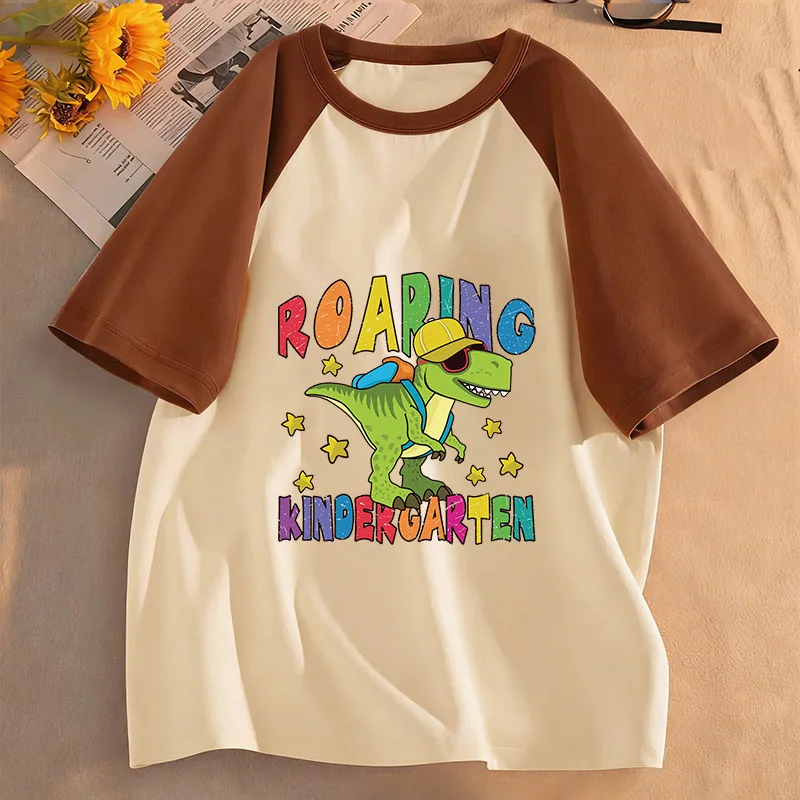 Funny Dinosaur T-Shirt Printed T Shirt Girls' Summer Clothes Short Sleeve Tops T-Shirts Cute Boys Kids Clothing