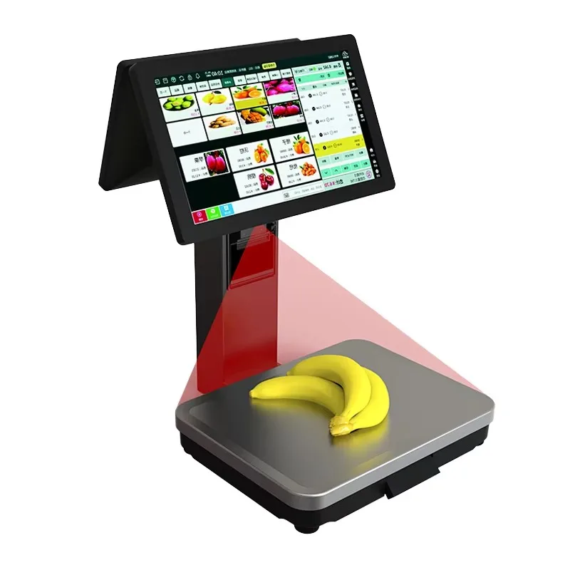 Custom 15.6 Inch Dual Screen POS Touch Scale with AI Language Function Weighing Scale All in One POS