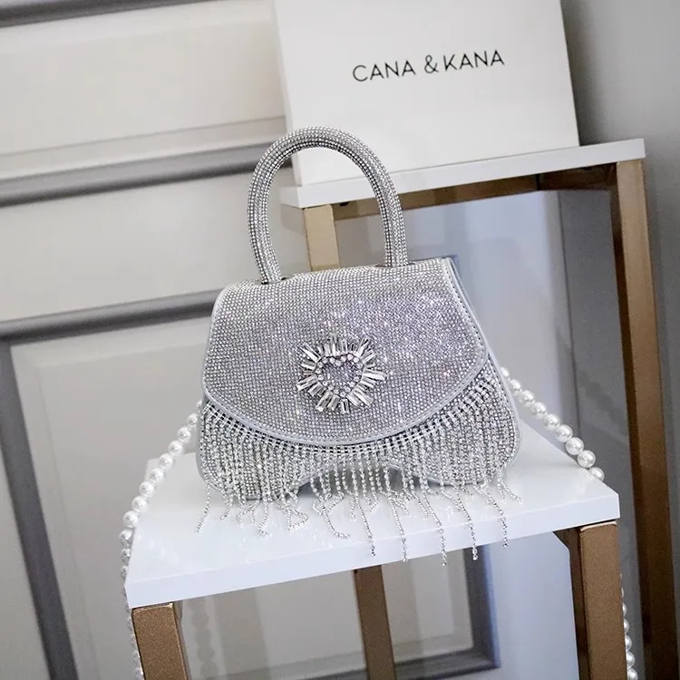 

Блестящая сумка-клатч со стразами и бахромой, дизайнерская вечерняя сумка класса люкс, высококачественная женская сумка через плечо
